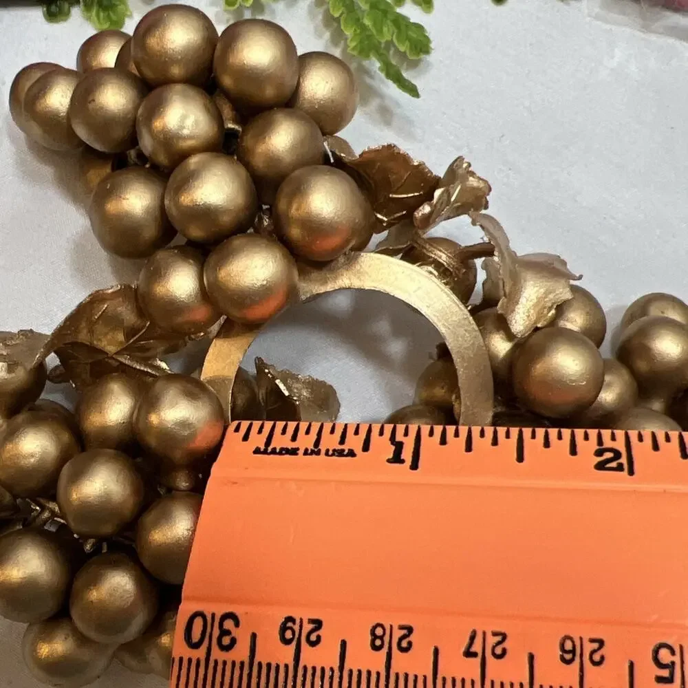 Vintage 1998 Set of 5 Candle Rings Gold Grapes Berries For 1” Tapers Soft Rubber